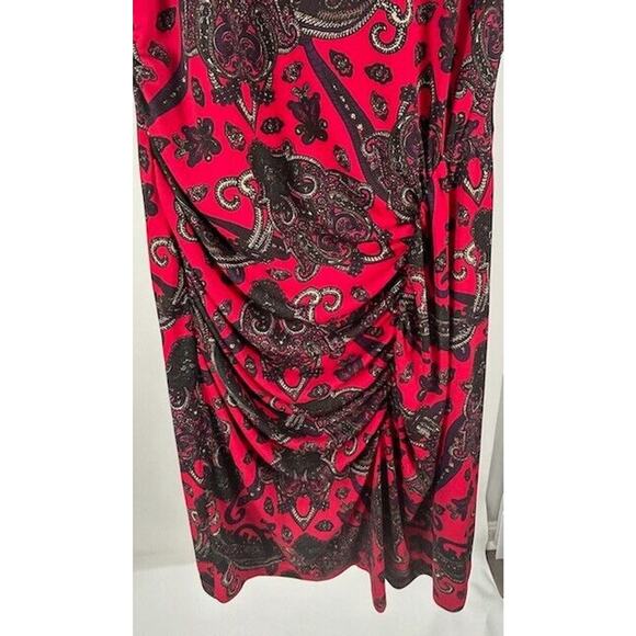 NWT Lauren Ralph Lauren Sheath Dress Paisley Jersey Long Sleeeve Red Multi Sz 6 - Picture 5 of 12